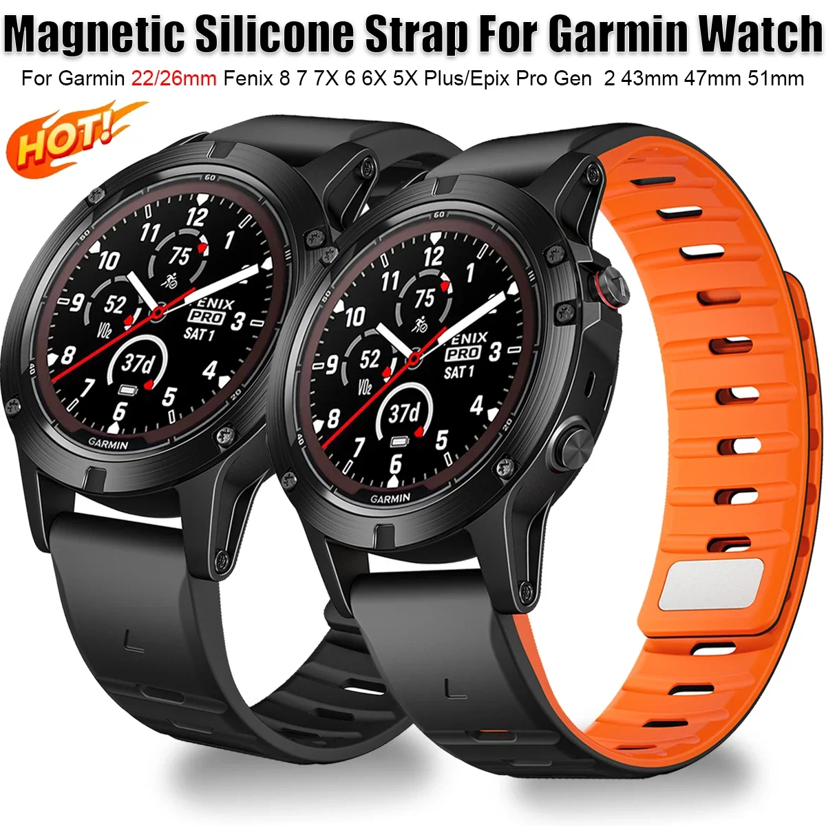 26mm 22mm Magnetic Silicone Strap For Garmin Fenix 8 47mm 51mm 7 7X 6 6X Pro 5 5X Plus QuickFit Epix Pro Gen 2/Enduro3 Watchband
26mm 22mm Magnetic Silicone Strap For Garmin Fenix 8 47mm 51mm 7 7X 6 6X Pro 5 5X Plus QuickFit Epix Pro Gen 2/Enduro3 Watchband