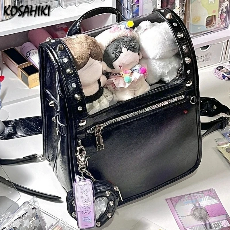 Japanese Women Zipper Pu Backpacks Y2k Aesthetic Vintage Transparent Schoolbags Fashion Student Casual Jk Girls Ita Bags Trendy
Japanese Women Zipper Pu Backpacks Y2k Aesthetic Vintage Transparent Schoolbags Fashion Student Casual Jk Girls Ita Bags Trendy