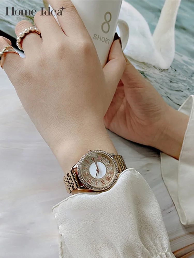 Women Elegnat Fashion Wrist Watch Vintage Roman Numerals Luxury Rhinestone Designer Rose Gold Steel Band Watches
Women Elegnat Fashion Wrist Watch Vintage Roman Numerals Luxury Rhinestone Designer Rose Gold Steel Band Watches