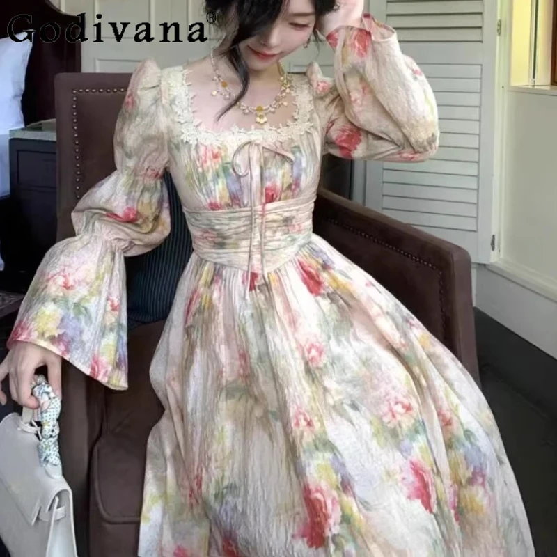 Spring Summer Large Size girl Elegant French Retro Court Floral Dress Square Collar High Waist A-line Long Sleeve Fairy Dresses
Spring Summer Large Size girl Elegant French Retro Court Floral Dress Square Collar High Waist A-line Long Sleeve Fairy Dresses