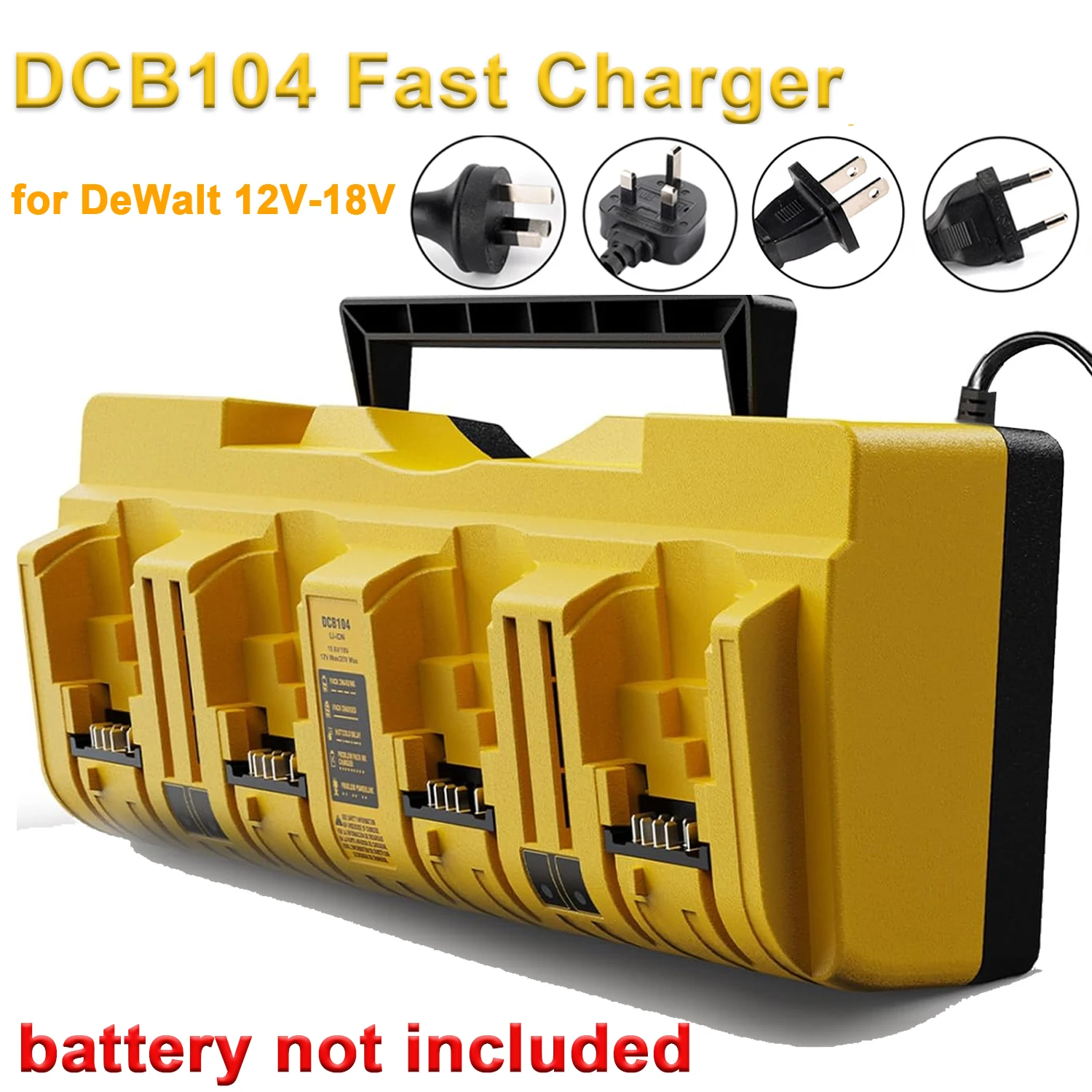 DCB104 4-Port Fast Charger Carga Rapida For DeWalt 12V/20V/60V MAX Flex Lithium Ion Battery Charger Station
DCB104 4-Port Fast Charger Carga Rapida For DeWalt 12V/20V/60V MAX Flex Lithium Ion Battery Charger Station