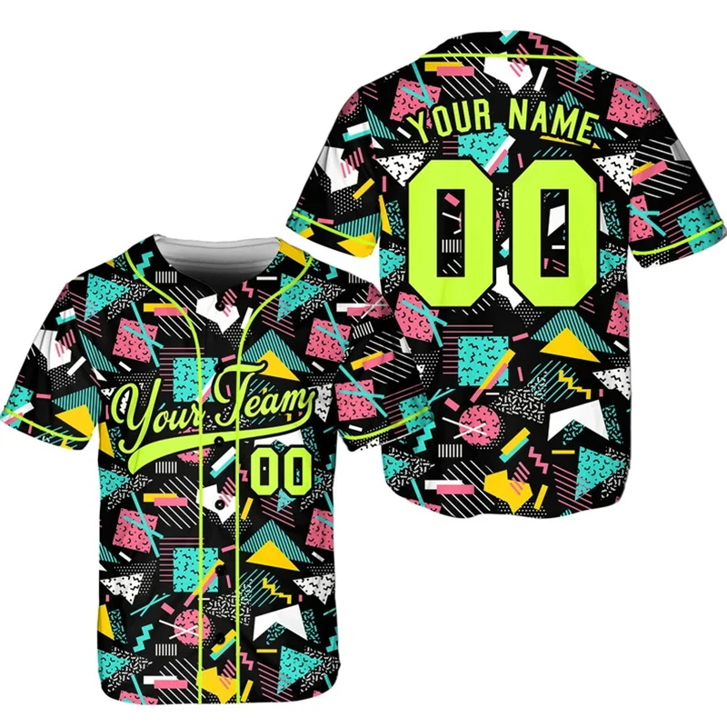Custom 80s Retro Geometric Baseball Jersey Personalized 3D Print Name Number Short Sleeve Shirt For Men Party Sports Casual Wear
Custom 80s Retro Geometric Baseball Jersey Personalized 3D Print Name Number Short Sleeve Shirt For Men Party Sports Casual Wear