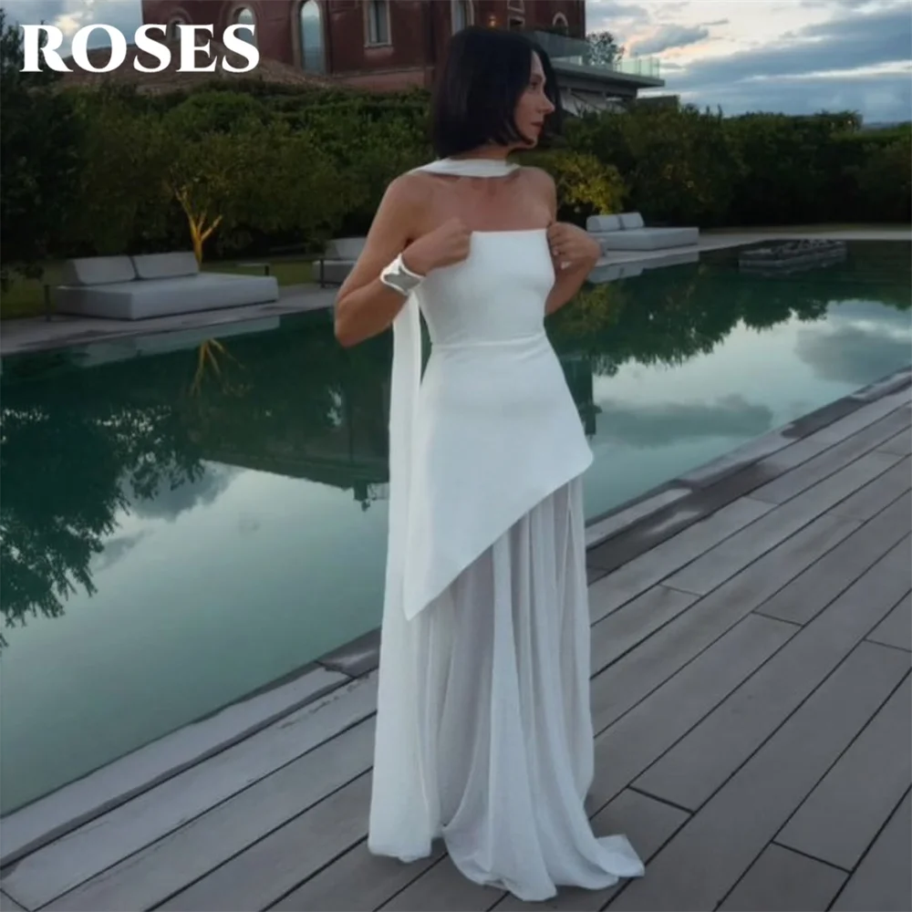 ROSES White Prom Dress Simple Strapless Asymmetric Party Dress Sleeveless Flowing - Shawl Evening Dresses with Slit Customized
ROSES White Prom Dress Simple Strapless Asymmetric Party Dress Sleeveless Flowing - Shawl Evening Dresses with Slit Customized