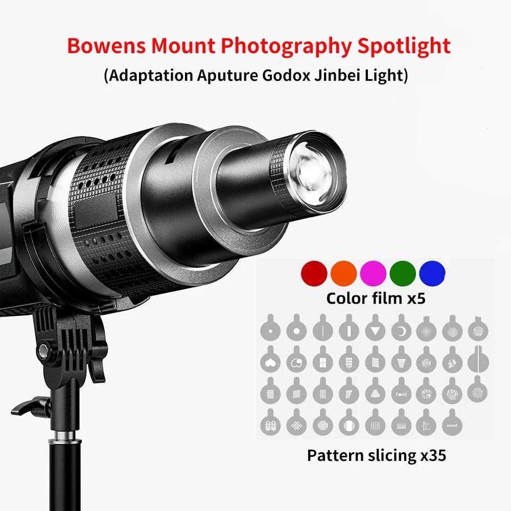 LED Plug-in Condenser Optical Focusing Projection Photography Spotlight For Aputure Godox Jinbei Bowens Mount Light