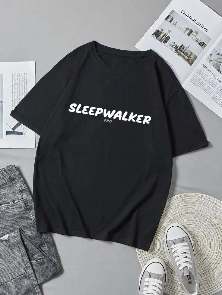 New Women's Loose Short-sleeved Black T-shirt Printed Text Casual All-matching Daily Wear Women's Top
New Women's Loose Short-sleeved Black T-shirt Printed Text Casual All-matching Daily Wear Women's Top