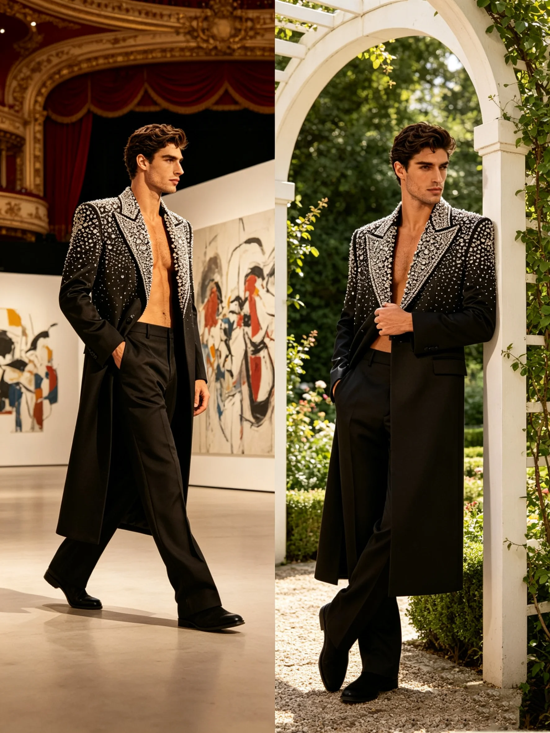 Crystals Luxury Men Suits Set 2 Pcs Long Blazer+Pants Trousers Black Wedding Tuxedo Formal Office Business Jacket Prom Coat
Crystals Luxury Men Suits Set 2 Pcs Long Blazer+Pants Trousers Black Wedding Tuxedo Formal Office Business Jacket Prom Coat
