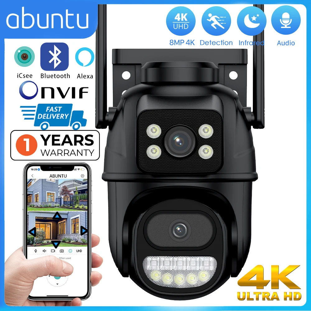 ABUNTU 8MP 4K PTZ Wifi Camera Dual Lens Video Sruveillance Camera Outdoor IP66 Waterproof 30M Night Vison Security Camera ICSEE
ABUNTU 8MP 4K PTZ Wifi Camera Dual Lens Video Sruveillance Camera Outdoor IP66 Waterproof 30M Night Vison Security Camera ICSEE