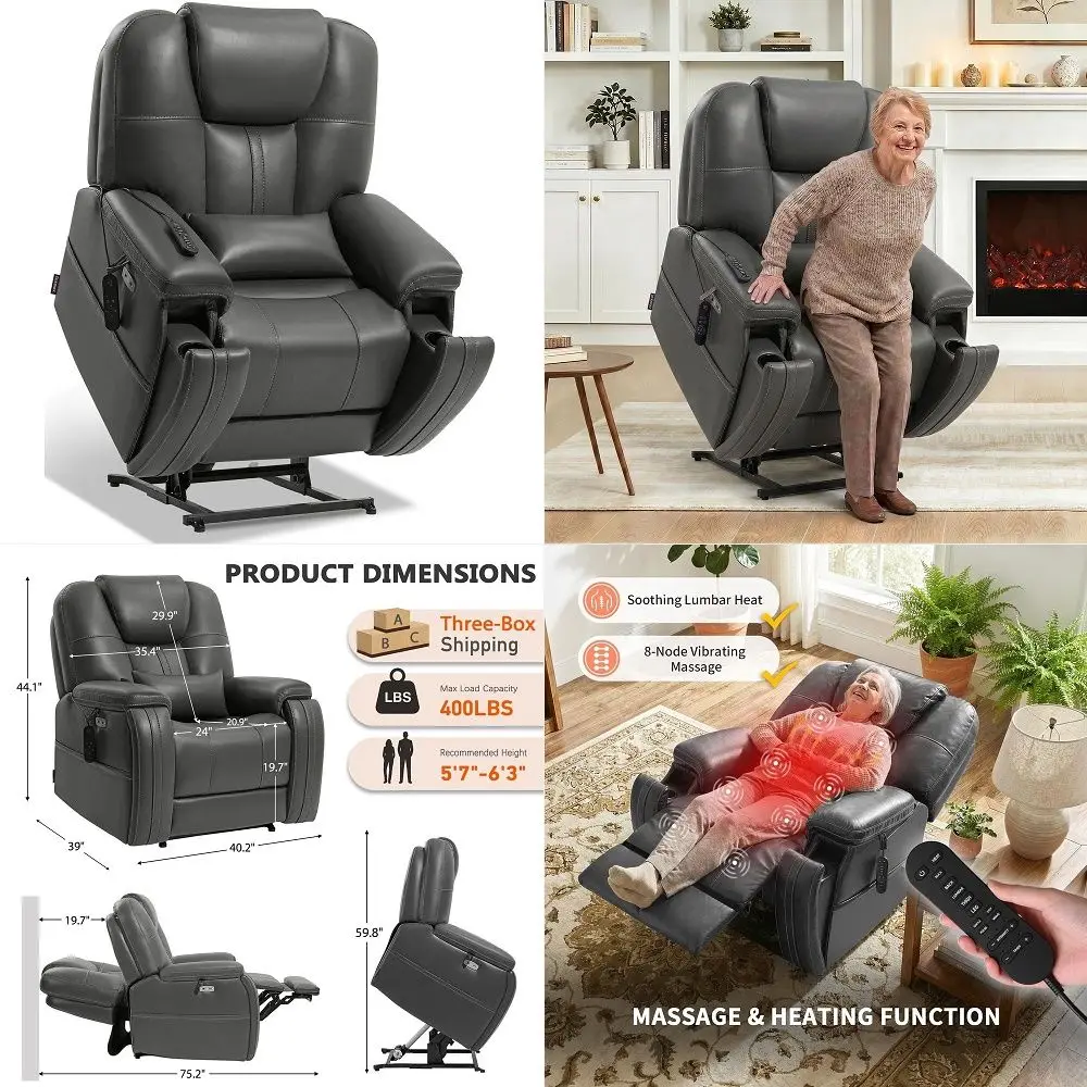 Triple Motor Lay Flat Power Lift Recliner Chair for Elderly with Adjustable Headrest, 400lbs Electirc Lift Chair for Living Roo
Triple Motor Lay Flat Power Lift Recliner Chair for Elderly with Adjustable Headrest, 400lbs Electirc Lift Chair for Living Roo
