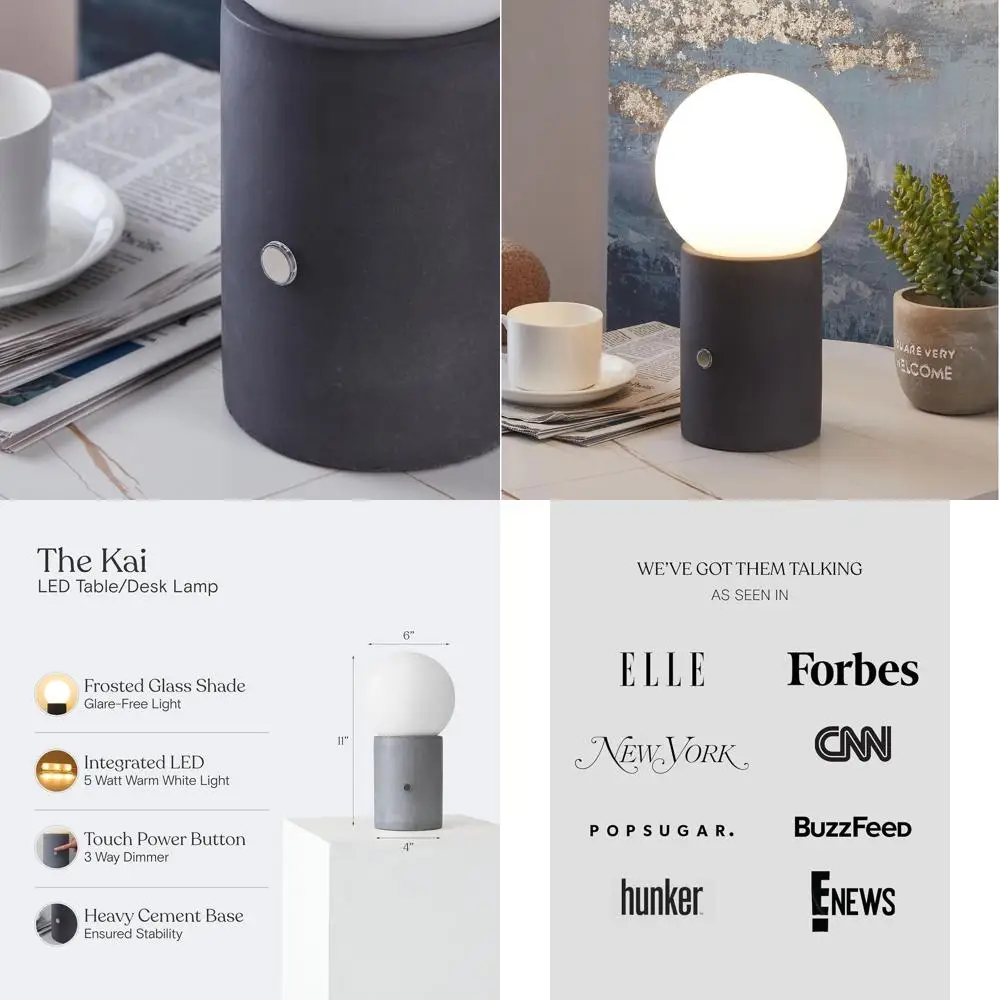 11 Small Cement Base LED Table Lamp - Modern Desk Light with Ambient Globe Shade for Bedrooms, Living Rooms, and More
11 Small Cement Base LED Table Lamp - Modern Desk Light with Ambient Globe Shade for Bedrooms, Living Rooms, and More