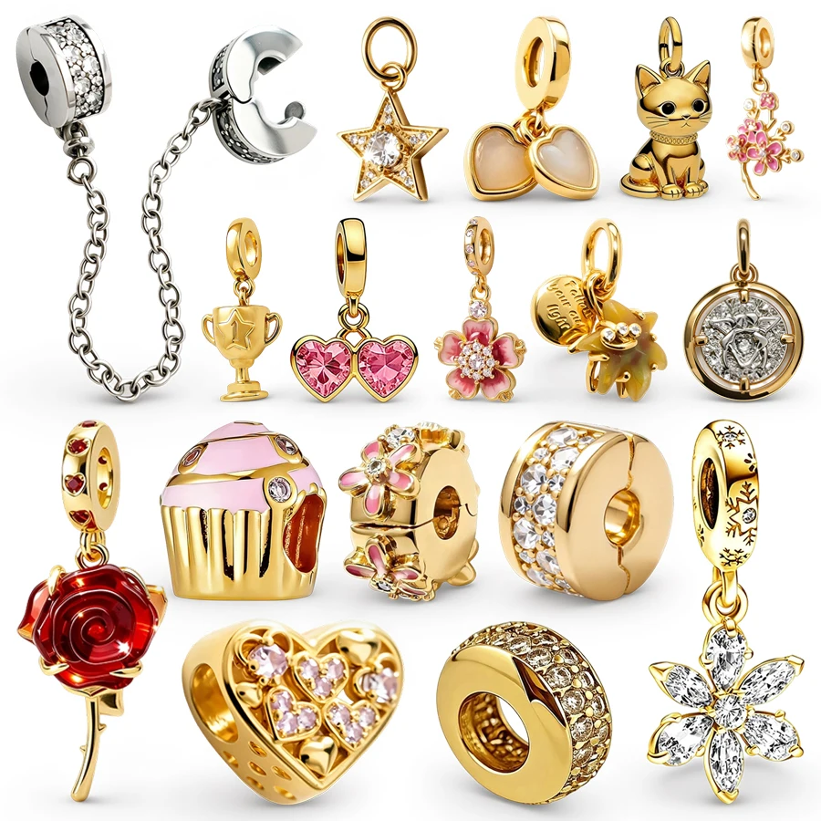 Hot Sale Golden Charms DIY Women Jewelry Gifts Pink Daisy Spacer Clip Rose in Bloom Hearts Beads Fit Original Snake Bracelets
Hot Sale Golden Charms DIY Women Jewelry Gifts Pink Daisy Spacer Clip Rose in Bloom Hearts Beads Fit Original Snake Bracelets