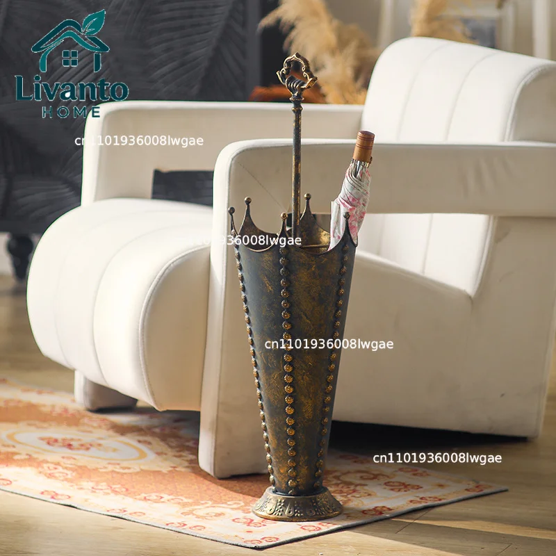Iron Crown Umbrella Stand, Vintage Gold Brown, Hand-Forged Entryway Storage, Tall Retro Hallway Organizer, Metal Holder
Iron Crown Umbrella Stand, Vintage Gold Brown, Hand-Forged Entryway Storage, Tall Retro Hallway Organizer, Metal Holder