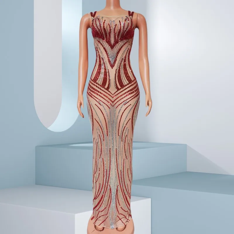 Red Rhinestones Long Dress Women Sexy Mesh See Through Party Celebrate Birthday Crystals Gown Photo Shoot Performance Costume
Red Rhinestones Long Dress Women Sexy Mesh See Through Party Celebrate Birthday Crystals Gown Photo Shoot Performance Costume