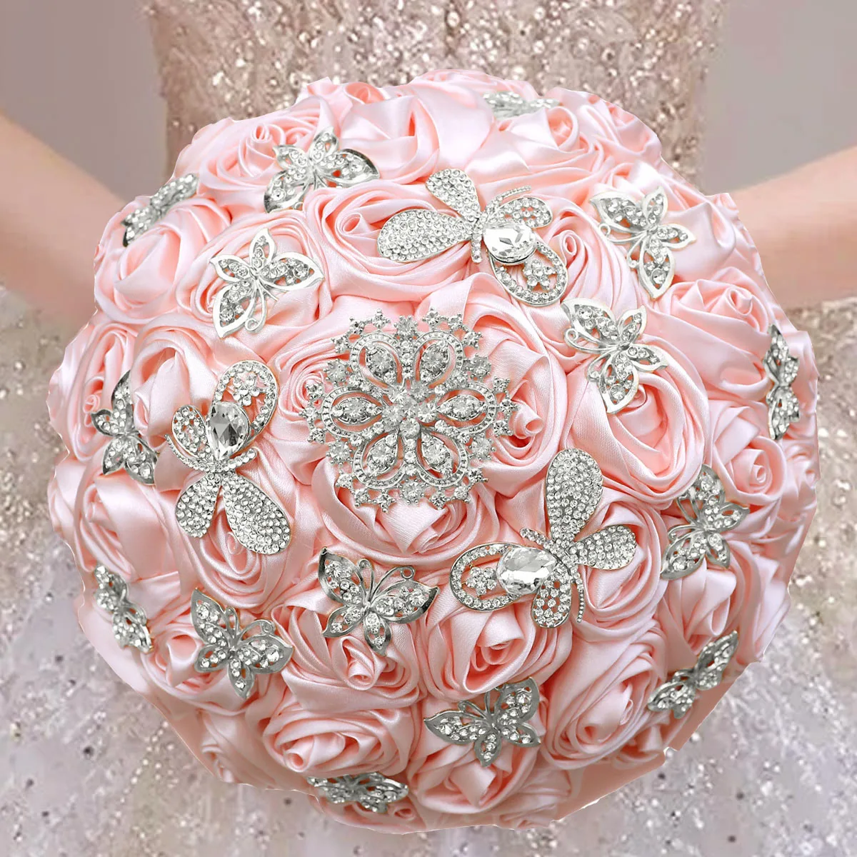 YeeNanee Customize Handmade Rhinestone Brooch Satin Rose Bridal Bouquet Pink Crystal Wedding Tossing Bouquets for Quinceañera
YeeNanee Customize Handmade Rhinestone Brooch Satin Rose Bridal Bouquet Pink Crystal Wedding Tossing Bouquets for Quinceañera