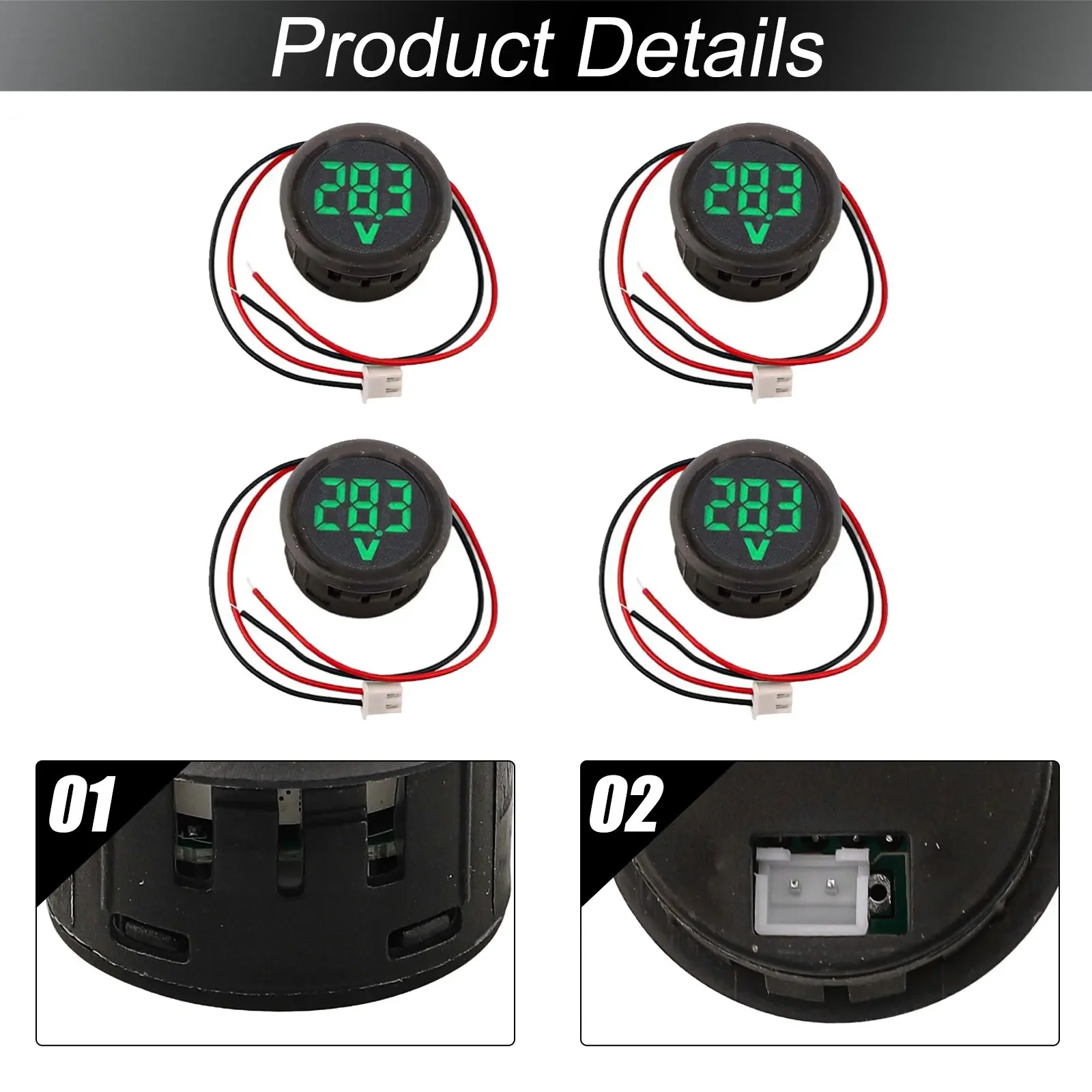 4 шт. Вольтметр 3,4x1,9 см 1,33*0,74 дюйма Вольтметр постоянного тока 3-значный точный дисплей 4 В-100 В постоянного тока с длительным сроком службы Проверка напряжения 
4 шт. Вольтметр 3,4x1,9 см 1,33*0,74 дюйма Вольтметр постоянного тока 3-значный точный дисплей 4 В-100 В постоянного тока с длительным сроком службы Проверка напряжения