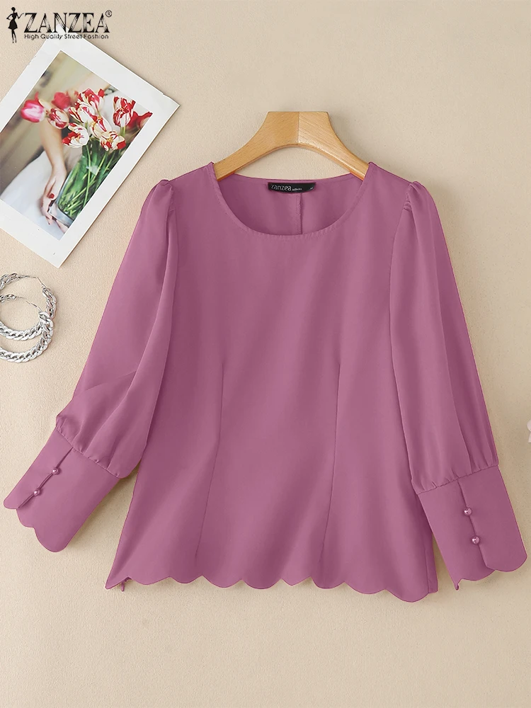 ZANZEA Three-Quarter-Sleeve O-Neck Tunic Tops Scalloped Hem Fashion Side-Zipper Spring Blusas de Mujer Women Commuting Blouses
ZANZEA Three-Quarter-Sleeve O-Neck Tunic Tops Scalloped Hem Fashion Side-Zipper Spring Blusas de Mujer Women Commuting Blouses