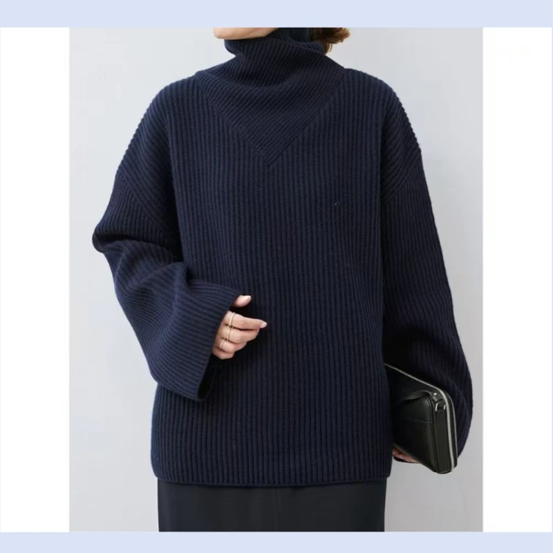 Nordic niche loose ribbed high neck women's 24 year autumn and winter new long sleeved knitted sweater
Nordic niche loose ribbed high neck women's 24 year autumn and winter new long sleeved knitted sweater