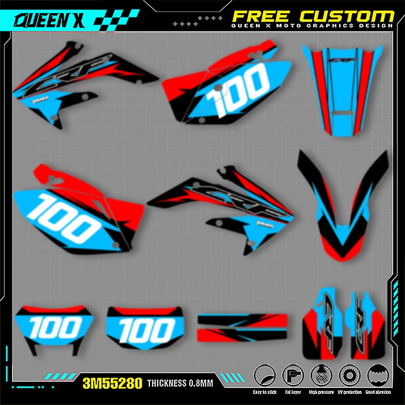 Queen X MOTOR Custom Team Graphics Decals Stickers Kit For Honda 2004 2005 2006 2007 2008-2019 CRF250X 002
Queen X MOTOR Custom Team Graphics Decals Stickers Kit For Honda 2004 2005 2006 2007 2008-2019 CRF250X 002