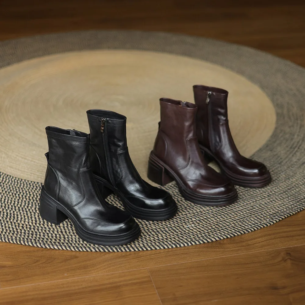 New 2026 Trend Autumn Genuine Leather Women Chelsea Ankle Boots Low Block Heels Round Toe Slip on Short Boots( Black/Brown)
New 2026 Trend Autumn Genuine Leather Women Chelsea Ankle Boots Low Block Heels Round Toe Slip on Short Boots( Black/Brown)