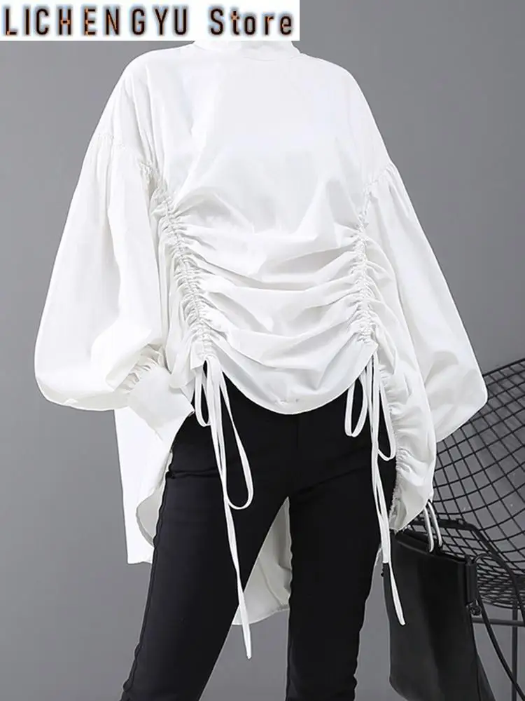 Women Back Long Drawstring Big Size Blouse New Satnd Collar Long Sleeve Loose Fit Shirt Fashion Spring Autumn
Women Back Long Drawstring Big Size Blouse New Satnd Collar Long Sleeve Loose Fit Shirt Fashion Spring Autumn