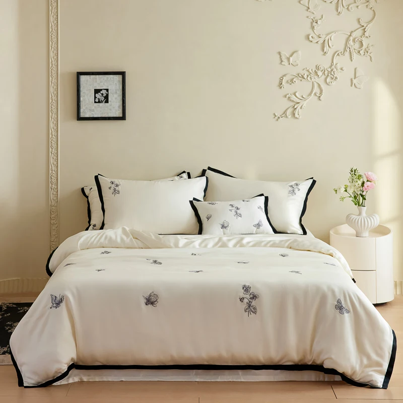 3/4Pcs Lyocell Bamboo Fiber Soft Silky Bedding Set Flowers Butterfly Embroidery Duvet Cover Bed Sheet/Fitted Sheet Pillowcases
3/4Pcs Lyocell Bamboo Fiber Soft Silky Bedding Set Flowers Butterfly Embroidery Duvet Cover Bed Sheet/Fitted Sheet Pillowcases
