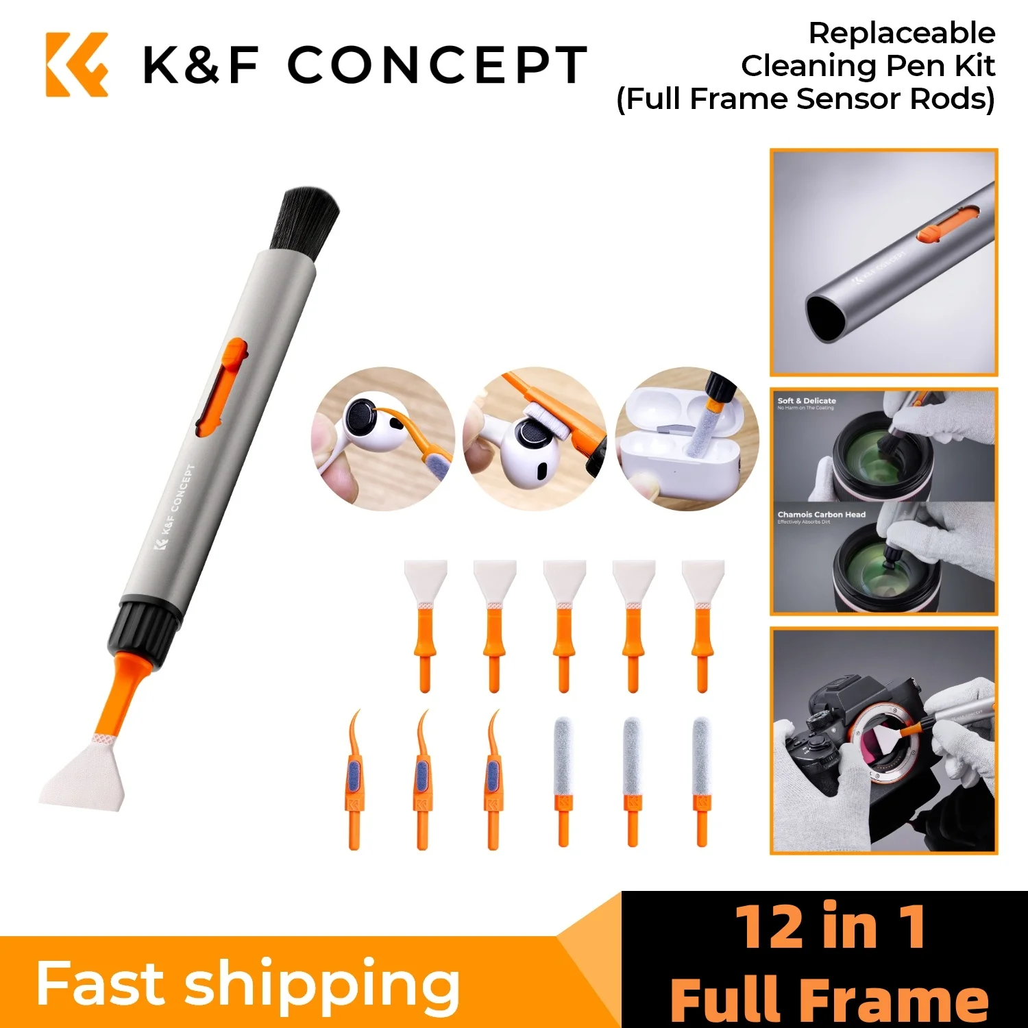 K&F Concept Lens Cleaning Pen Kit for Full-Frame/APS-C Sensors Multi-Function Cleaner Kit for Airpods Pro,Earbuds,Phone,Cameras
K&F Concept Lens Cleaning Pen Kit for Full-Frame/APS-C Sensors Multi-Function Cleaner Kit for Airpods Pro,Earbuds,Phone,Cameras