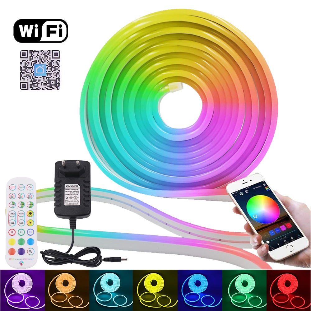 12V LED Neon Light Strip Tuya Smart Life WiFi Bluetooth APP Control RGB Neon Sign Tape Room Decor Works With Alexa Google Home
12V LED Neon Light Strip Tuya Smart Life WiFi Bluetooth APP Control RGB Neon Sign Tape Room Decor Works With Alexa Google Home