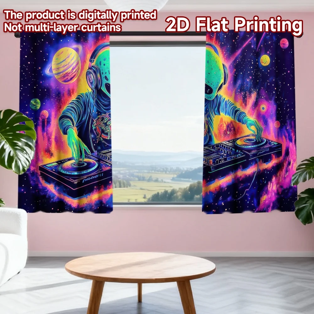 2D flat printing 2pcs Curtains Alien DJ in Space Digital Printed Polyester Drapes Birthday Party Use for Outdoor Holiday
2D flat printing 2pcs Curtains Alien DJ in Space Digital Printed Polyester Drapes Birthday Party Use for Outdoor Holiday