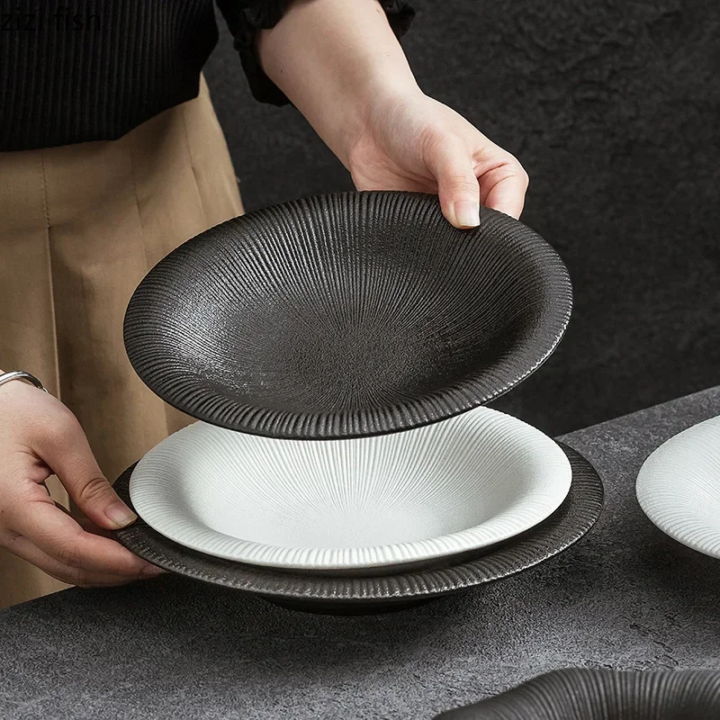 Matte Striped Ceramic Deep Plate Irregular Soup Bowl Steak Plate Dessert Snack Plate Salad Bowl Artistic Conception Tableware
Matte Striped Ceramic Deep Plate Irregular Soup Bowl Steak Plate Dessert Snack Plate Salad Bowl Artistic Conception Tableware