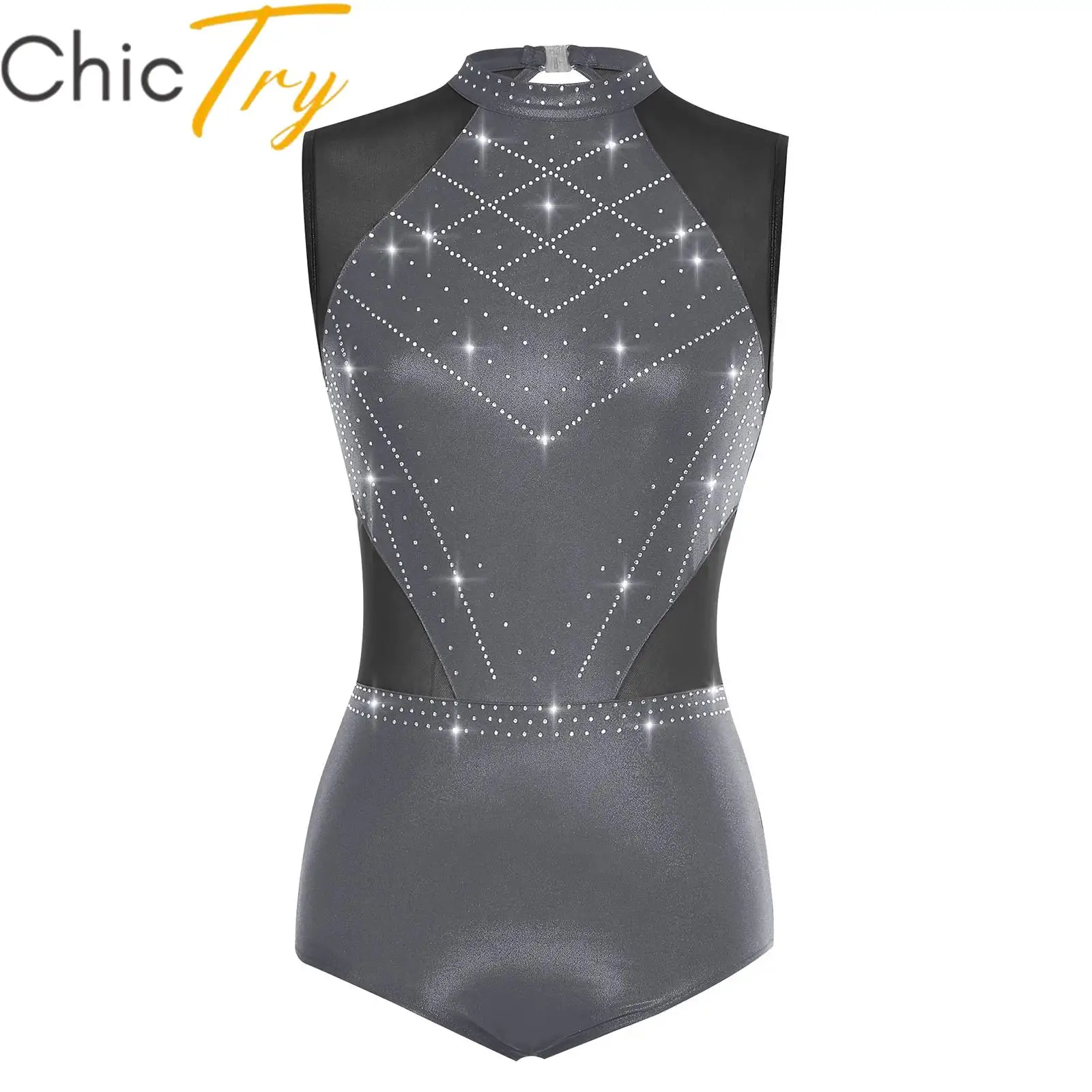 Womens Rhinestone Ballet Gymnastics Leotard Figure Skating Bodysuit Sleeveless Mesh Patchwork Lyrical Dance Class Stage Costume
Womens Rhinestone Ballet Gymnastics Leotard Figure Skating Bodysuit Sleeveless Mesh Patchwork Lyrical Dance Class Stage Costume