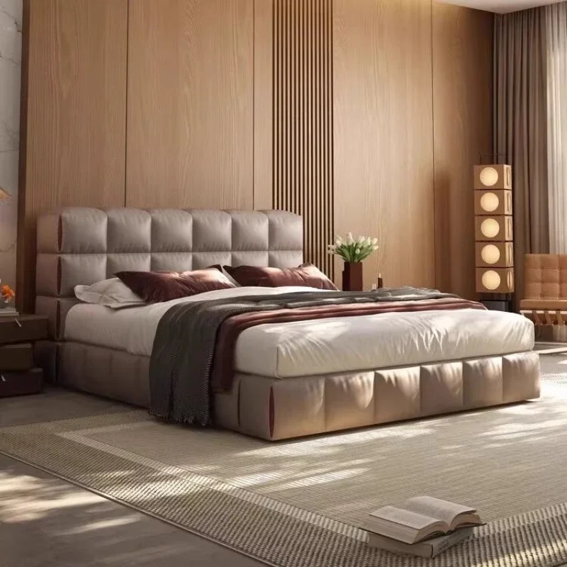 Italian Minimalist Leather Bed Modern Design Headboards Queen Bedroom Bed Frame Unique Trendy Salon Beliche Hotel Furniture
Italian Minimalist Leather Bed Modern Design Headboards Queen Bedroom Bed Frame Unique Trendy Salon Beliche Hotel Furniture