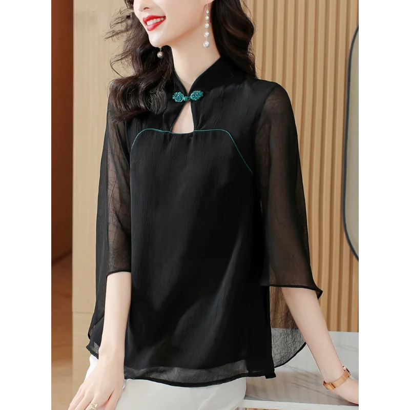 New Chinese Style Women's Tops Retro High-end Temperament Chiffon Fashionable Summer Literary Belly-covering Shirt Trendy
New Chinese Style Women's Tops Retro High-end Temperament Chiffon Fashionable Summer Literary Belly-covering Shirt Trendy