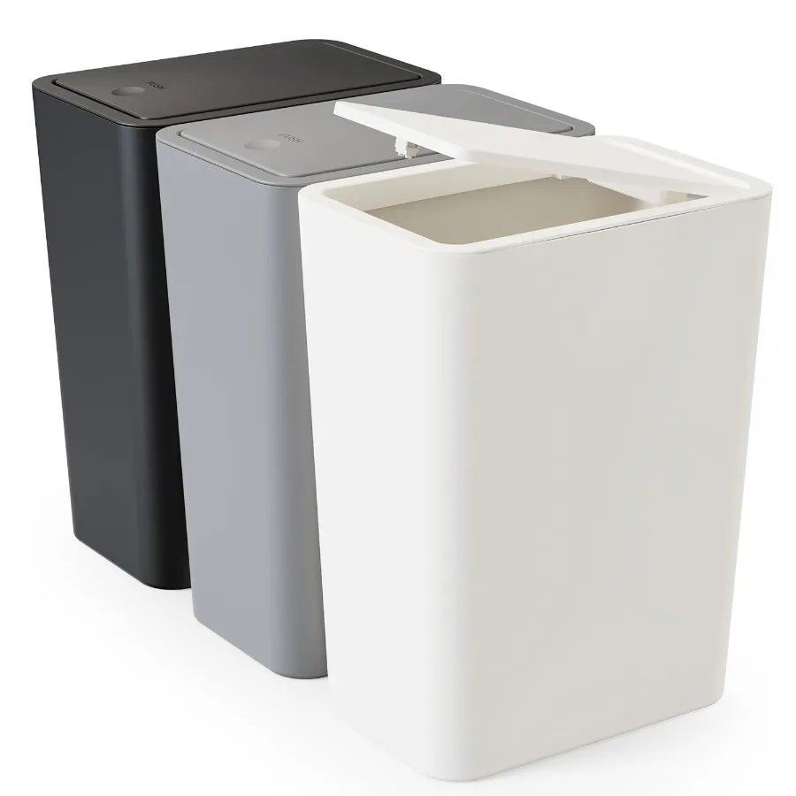 Small Trash Can with Lid, 3 Pack 10L Plastic Trash Bin, 2.6 Gallon Slim Garbage Bin Wastebasket with Pop-Up Lid for Bathroom, B
Small Trash Can with Lid, 3 Pack 10L Plastic Trash Bin, 2.6 Gallon Slim Garbage Bin Wastebasket with Pop-Up Lid for Bathroom, B
