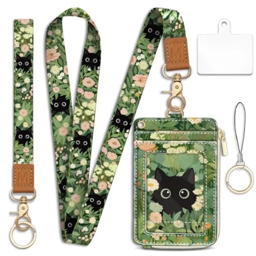 Lanyard Wallet with Id Badge Holder, Floral Cat RFID Small Keychain Wallet Women Wristlet, Cute Zipper Credit Card Holder Phone
Lanyard Wallet with Id Badge Holder, Floral Cat RFID Small Keychain Wallet Women Wristlet, Cute Zipper Credit Card Holder Phone