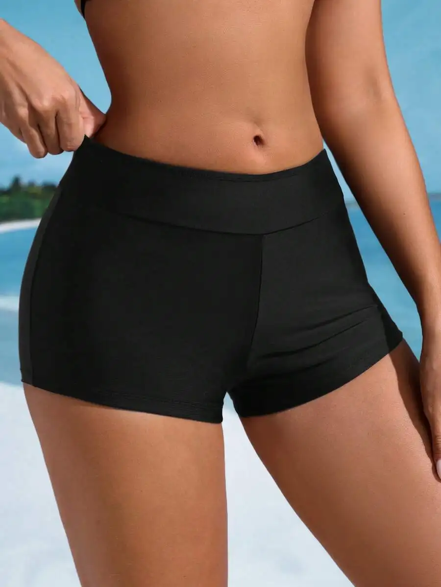 Womens Solid Black Swim Shorts High Waist Beach Board Shorts
Womens Solid Black Swim Shorts High Waist Beach Board Shorts