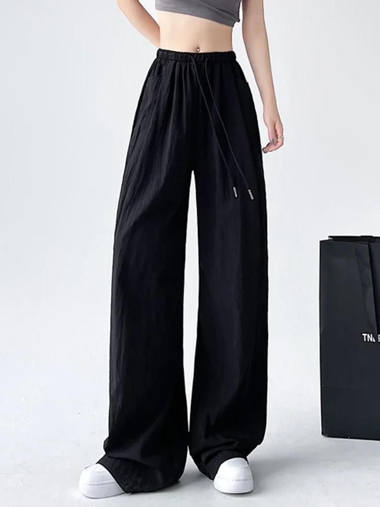 Summer New Chic Lace-up Elastic High Waist Women Y2k Pants Classic Solid Color Fashion Simple Loose Casual Female Wide Leg Pants
Summer New Chic Lace-up Elastic High Waist Women Y2k Pants Classic Solid Color Fashion Simple Loose Casual Female Wide Leg Pants