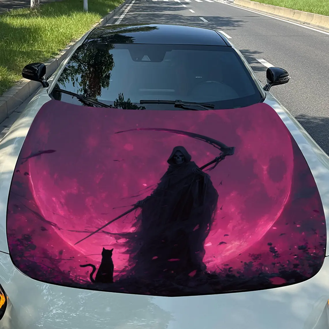 Death And Black Cat Vinyl Decal - Universal Fit Paper Material Car Hood Wrap, Automotive Exterior Bonnet Sticker, Vehicle Modifi
Death And Black Cat Vinyl Decal - Universal Fit Paper Material Car Hood Wrap, Automotive Exterior Bonnet Sticker, Vehicle Modifi