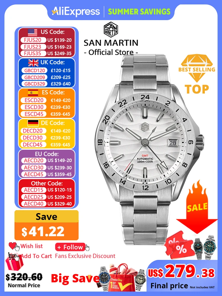 San Martin New 39mm Desert Texture Luxury Men Business Dress GMT Watch NH34 Automatic Mechanical Waterproof 100m Luminous SN0129
San Martin New 39mm Desert Texture Luxury Men Business Dress GMT Watch NH34 Automatic Mechanical Waterproof 100m Luminous SN0129
