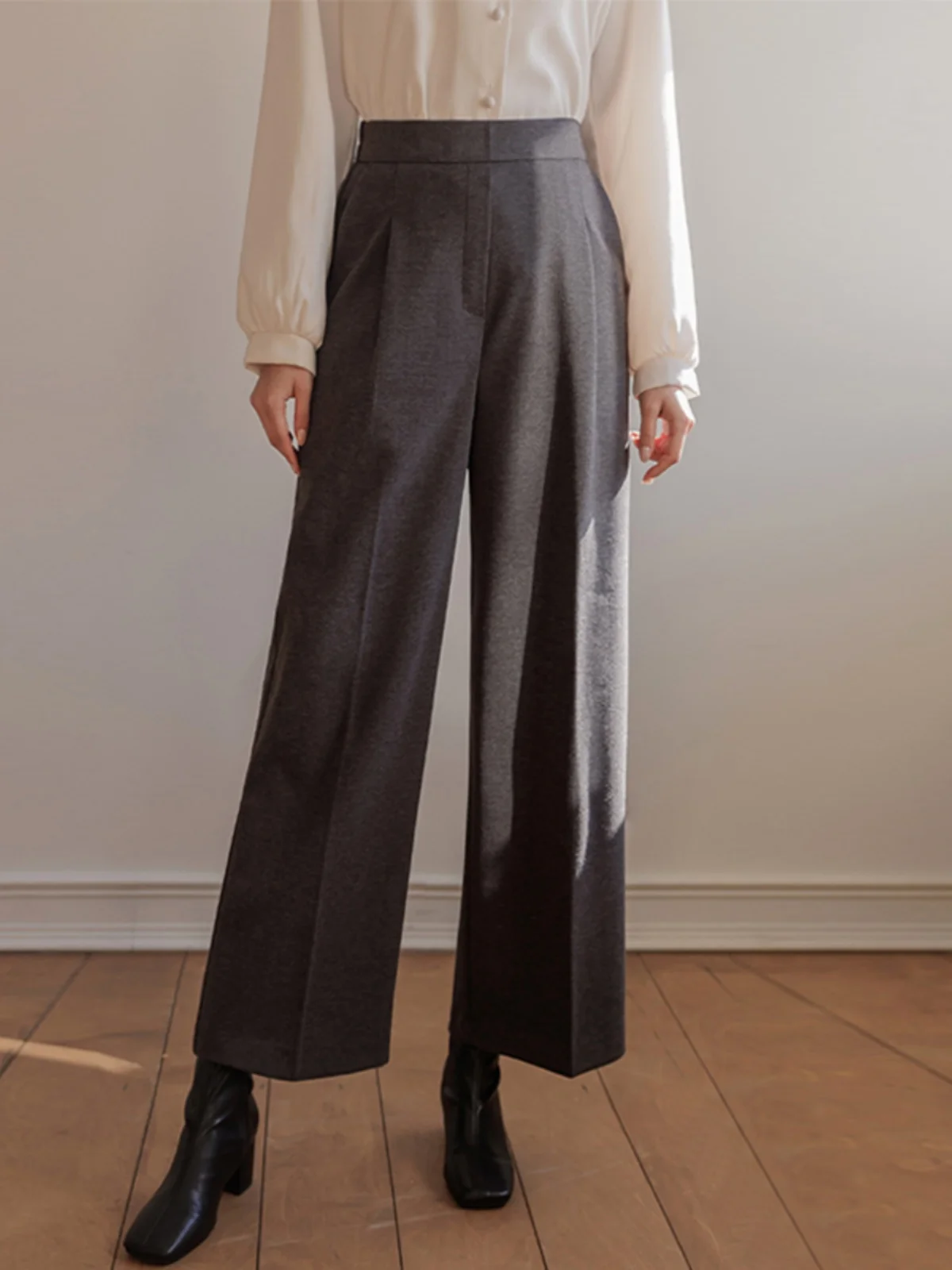 High Waist Wide Leg Pants Women's Thiened Autumn Winter Straight Cut Trousers Korean Sle Commute Simple Design Casual Pants
High Waist Wide Leg Pants Women's Thiened Autumn Winter Straight Cut Trousers Korean Sle Commute Simple Design Casual Pants