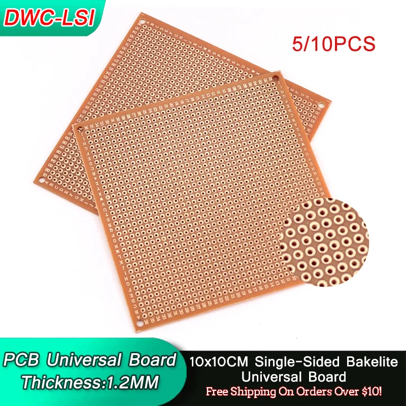 5/10PCS 10x10CM 10*10CM PCB Single-Sided Bakelite Universal Board 1.2MM Thick Universal Circuit Experiment Board
5/10PCS 10x10CM 10*10CM PCB Single-Sided Bakelite Universal Board 1.2MM Thick Universal Circuit Experiment Board