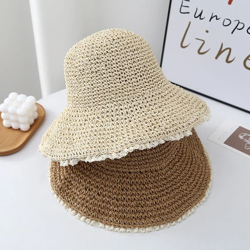 Summer vacation casual big brim sun hat straw hat women's small fresh lace solid color versatile bucket hat Korean version
Summer vacation casual big brim sun hat straw hat women's small fresh lace solid color versatile bucket hat Korean version
