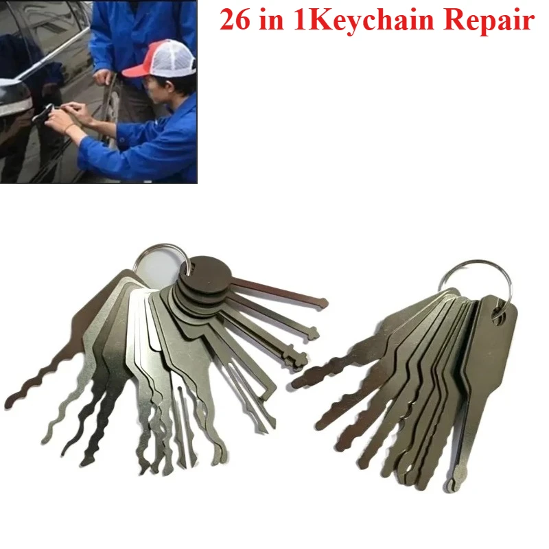 26 in 1 Keychain Repair Door Open Keys Stainless Steel Accessories Auto Replacement Tool Kit Car Unlock Dual Sided Jiggler Locks
26 in 1 Keychain Repair Door Open Keys Stainless Steel Accessories Auto Replacement Tool Kit Car Unlock Dual Sided Jiggler Locks