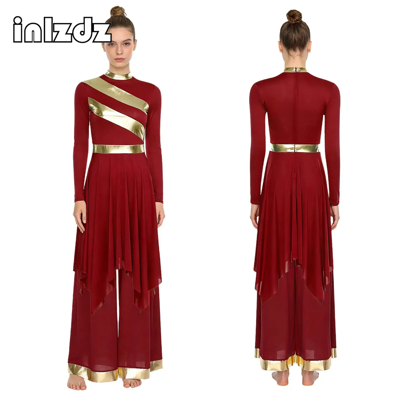 Womens Worship Praise Dance Outfit Long Sleeve Tunic Dress with Wide Leg Pants Suit 2-piece Liturgical Lyrical Dance Costume
Womens Worship Praise Dance Outfit Long Sleeve Tunic Dress with Wide Leg Pants Suit 2-piece Liturgical Lyrical Dance Costume