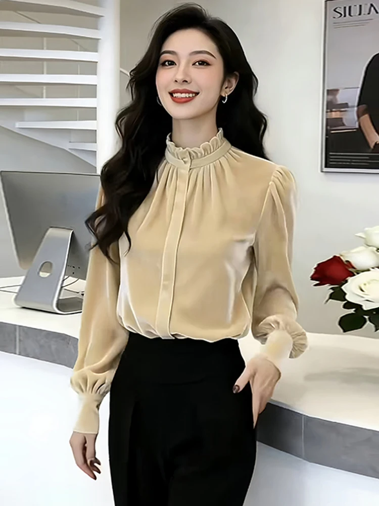 Женская бархатная рубашка Ele с длинным рукавом, модная, весенне-осенняя, новинка, повседневная, удобная, свободного кроя
Женская бархатная рубашка Ele с длинным рукавом, модная, весенне-осенняя, новинка, повседневная, удобная, свободного кроя