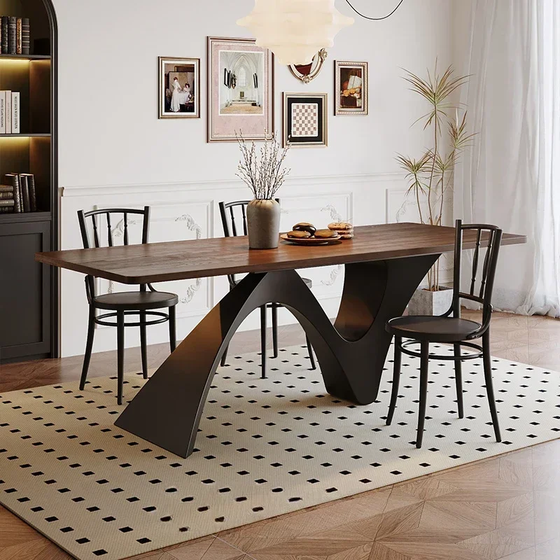 Retro solid wood dining table rectangular one table four chairs household tea dining table dual-purpose
Retro solid wood dining table rectangular one table four chairs household tea dining table dual-purpose