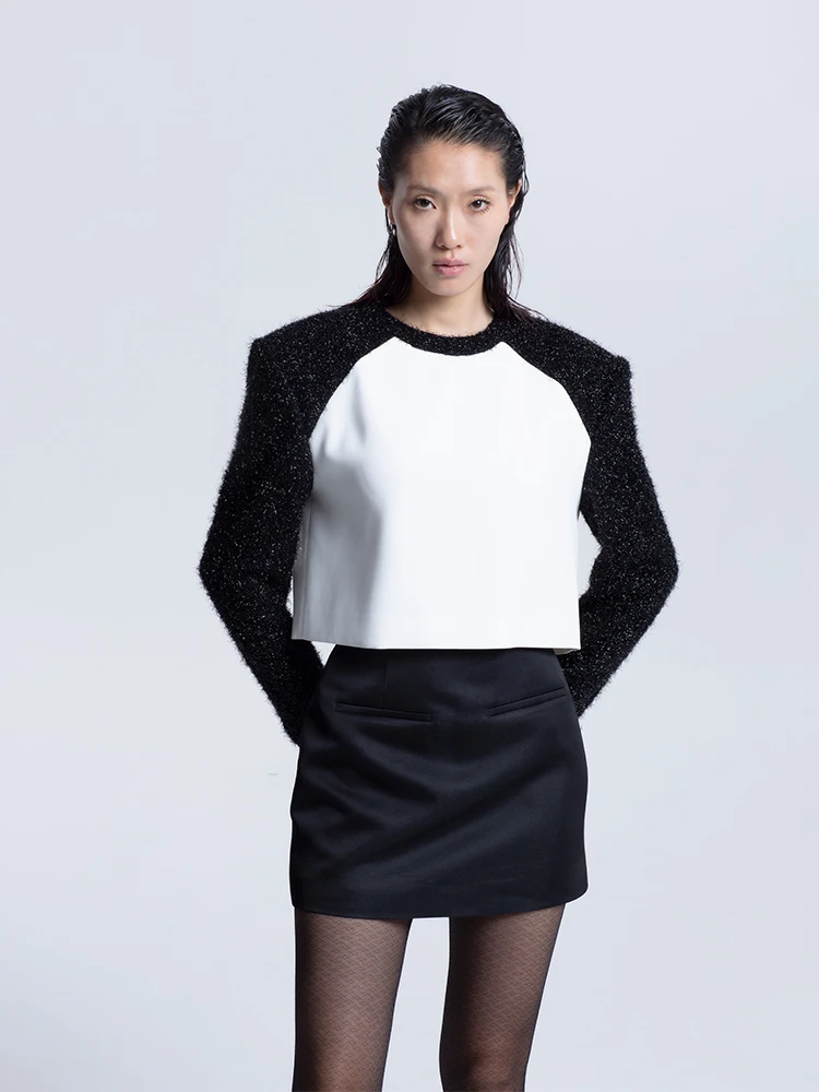 LEDIM WANG Women's Faionable Spliced iny Tead Top High-End Design Sense Match All Autumn New Sle Commute Simple Sle
LEDIM WANG Women's Faionable Spliced iny Tead Top High-End Design Sense Match All Autumn New Sle Commute Simple Sle