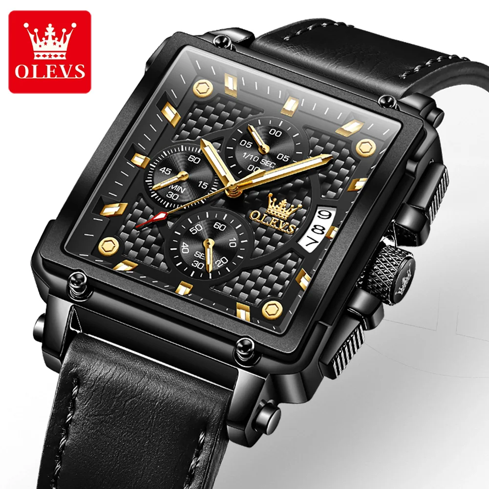 OLEVS 9925 Square Quartz Men's Watch Fashion Style Leather Strap Waterproof Night Light Chronograph Sports HD Luminous Watch
OLEVS 9925 Square Quartz Men's Watch Fashion Style Leather Strap Waterproof Night Light Chronograph Sports HD Luminous Watch