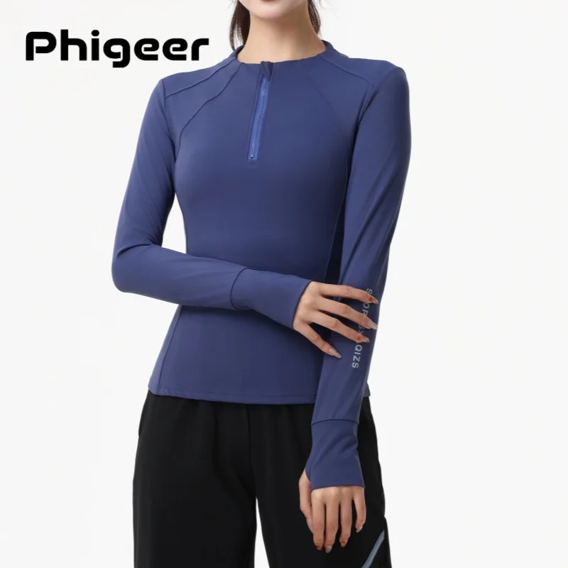 PHIGEER Women Slim Fit Yoga Shirt Half Zip Athletic Running Top Lightweight Breathable Long Sleeve Sweatshirt Autumn Sportswear
PHIGEER Women Slim Fit Yoga Shirt Half Zip Athletic Running Top Lightweight Breathable Long Sleeve Sweatshirt Autumn Sportswear