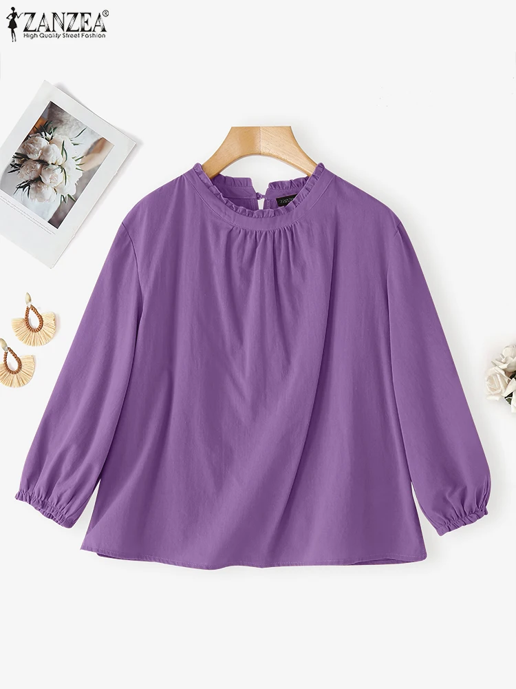 ZANZEA 2025 модная женская блузка из 100% хлопка, осенние однотонные топы с рукавами 3/4, винтажные повседневные свободные элегантные рубашки с круглым вырезом
ZANZEA 2025 модная женская блузка из 100% хлопка, осенние однотонные топы с рукавами 3/4, винтажные повседневные свободные элегантные рубашки с круглым вырезом