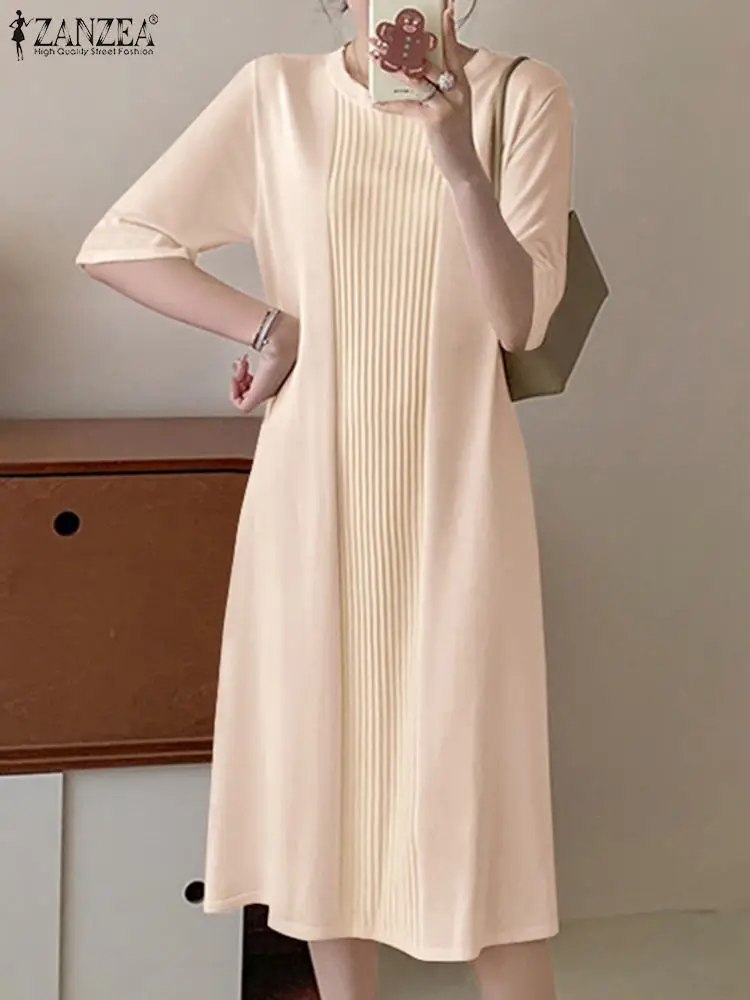 ZANZEA 2024 Summer Women Midi Dress Elegant Office Half Sleeve Pleated Long Shirt Sundress Casual Loose Solid Color Vestidos
ZANZEA 2024 Summer Women Midi Dress Elegant Office Half Sleeve Pleated Long Shirt Sundress Casual Loose Solid Color Vestidos