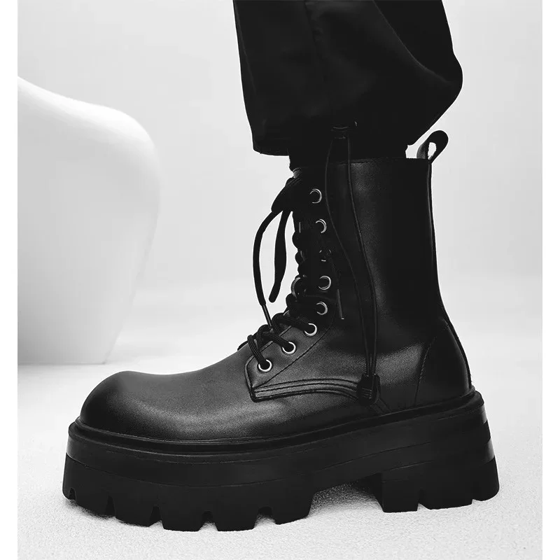 Thick Soled 7Cm Short Boots for Men and Women Lace Up Zipper Height Increasing Motorcycle Boots British High Top Big Toe Shoes
Thick Soled 7Cm Short Boots for Men and Women Lace Up Zipper Height Increasing Motorcycle Boots British High Top Big Toe Shoes
